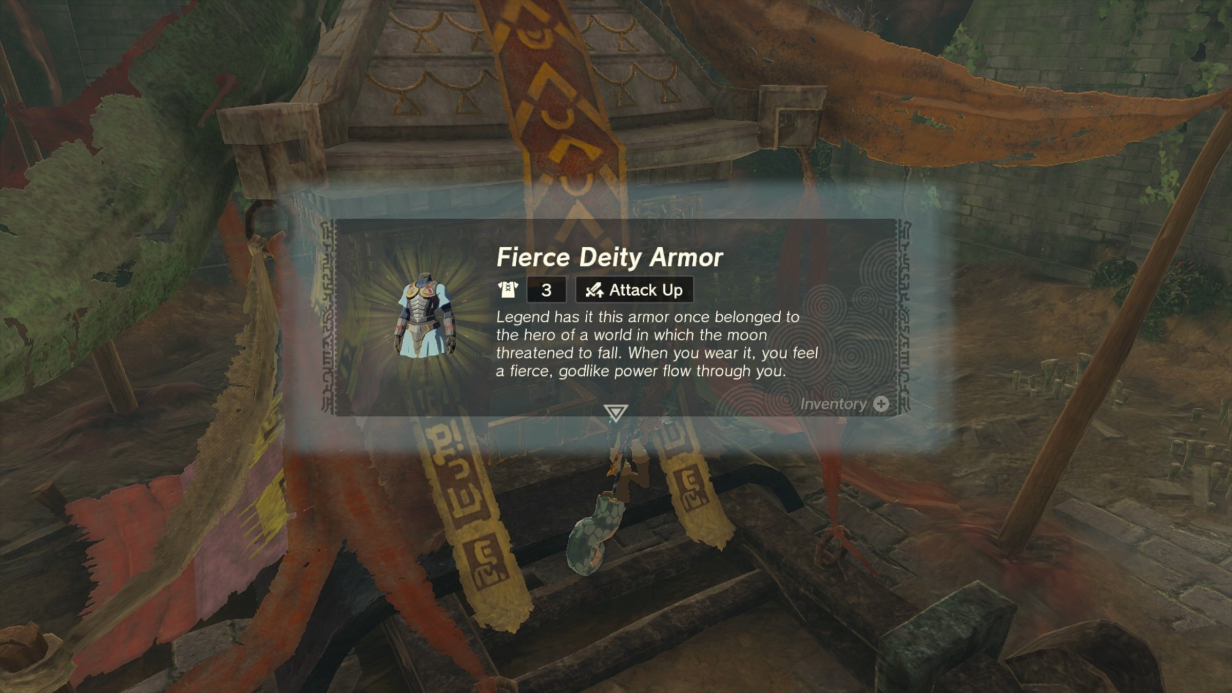 Link opens the chest containing the Fierce Deity Armor in The Legend of Zelda: Tears of the Kingdom
