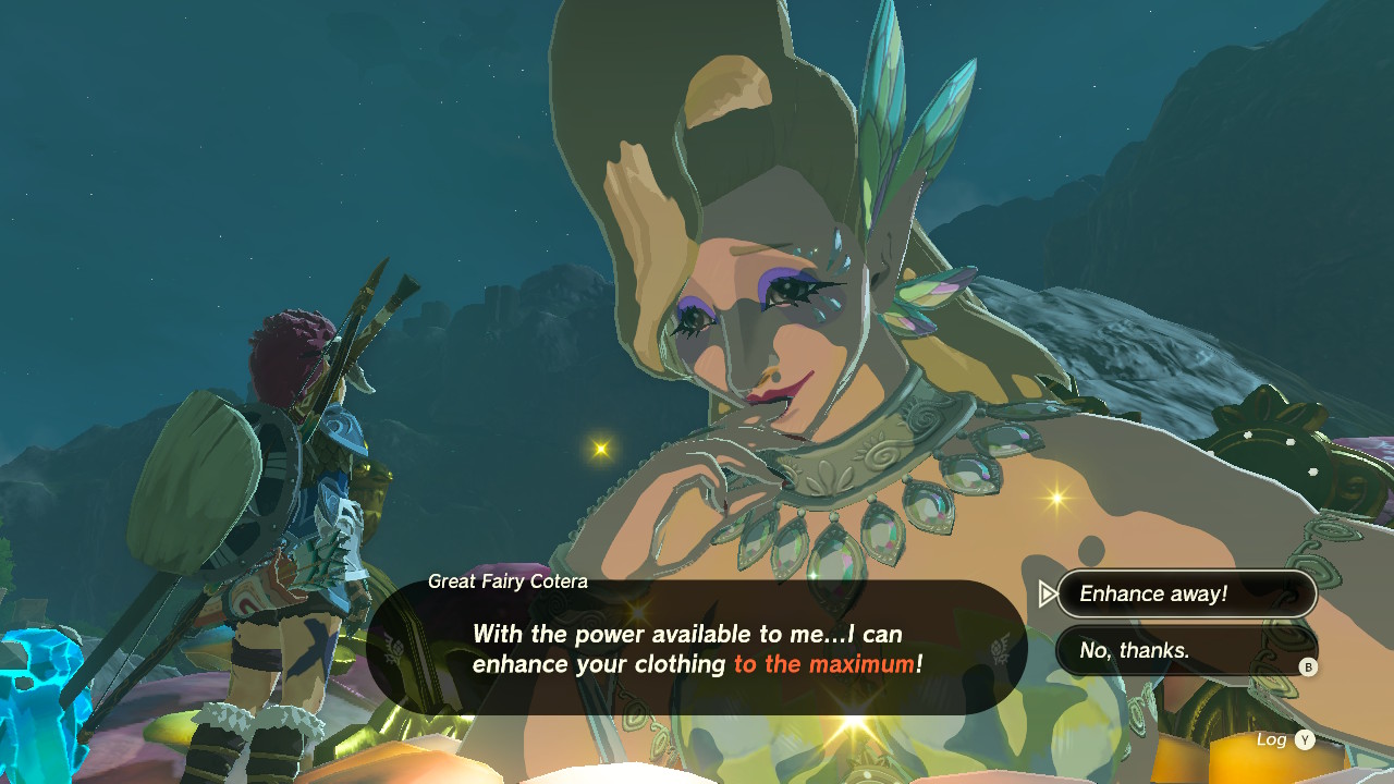 Great Fairy Cotera tells Link she can upgrade his armor to the maximum in Zelda: Tears of the Kingdom