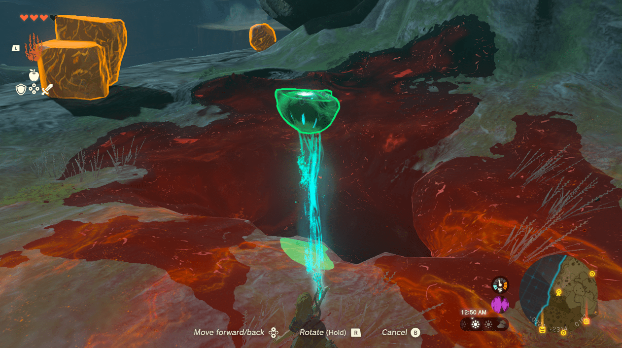 Link drops an eye in the Depths entry point in Zelda Tears of the Kingdom.