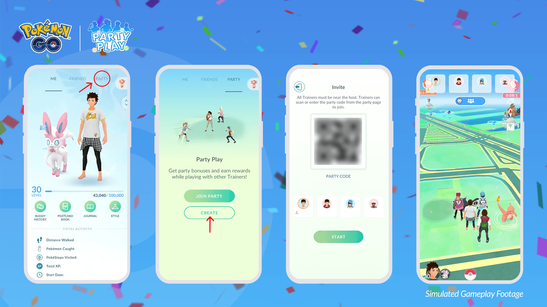 Inviting a player to Party Play in Pokémon Go