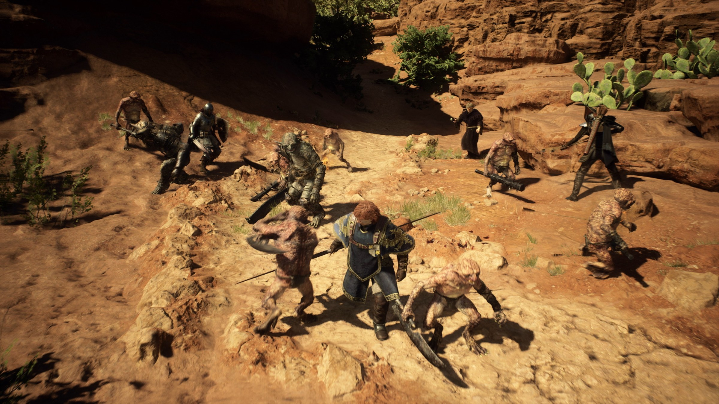 A party of adventurers brawl with some goblins in Dragon’s Dogma 2