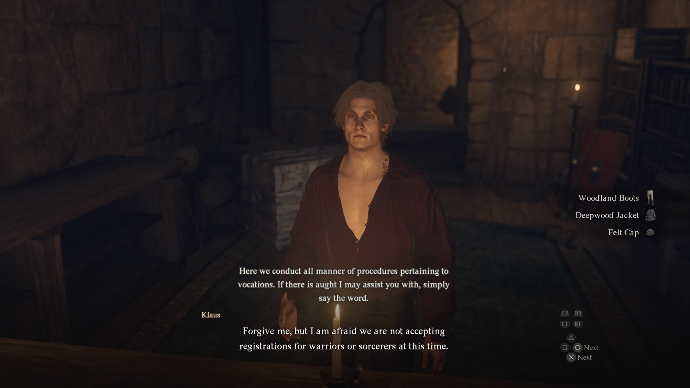 The player talks to Klaus in the Vernworth Vocation guild in Dragon’s Dogma 2
