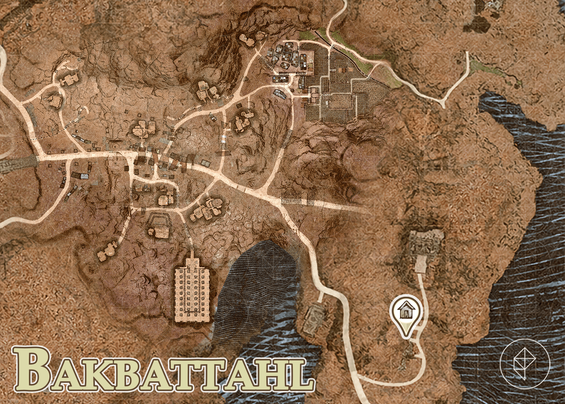 Dragon’s Dogma 2 map showing the second house for sale in Bakbattahl