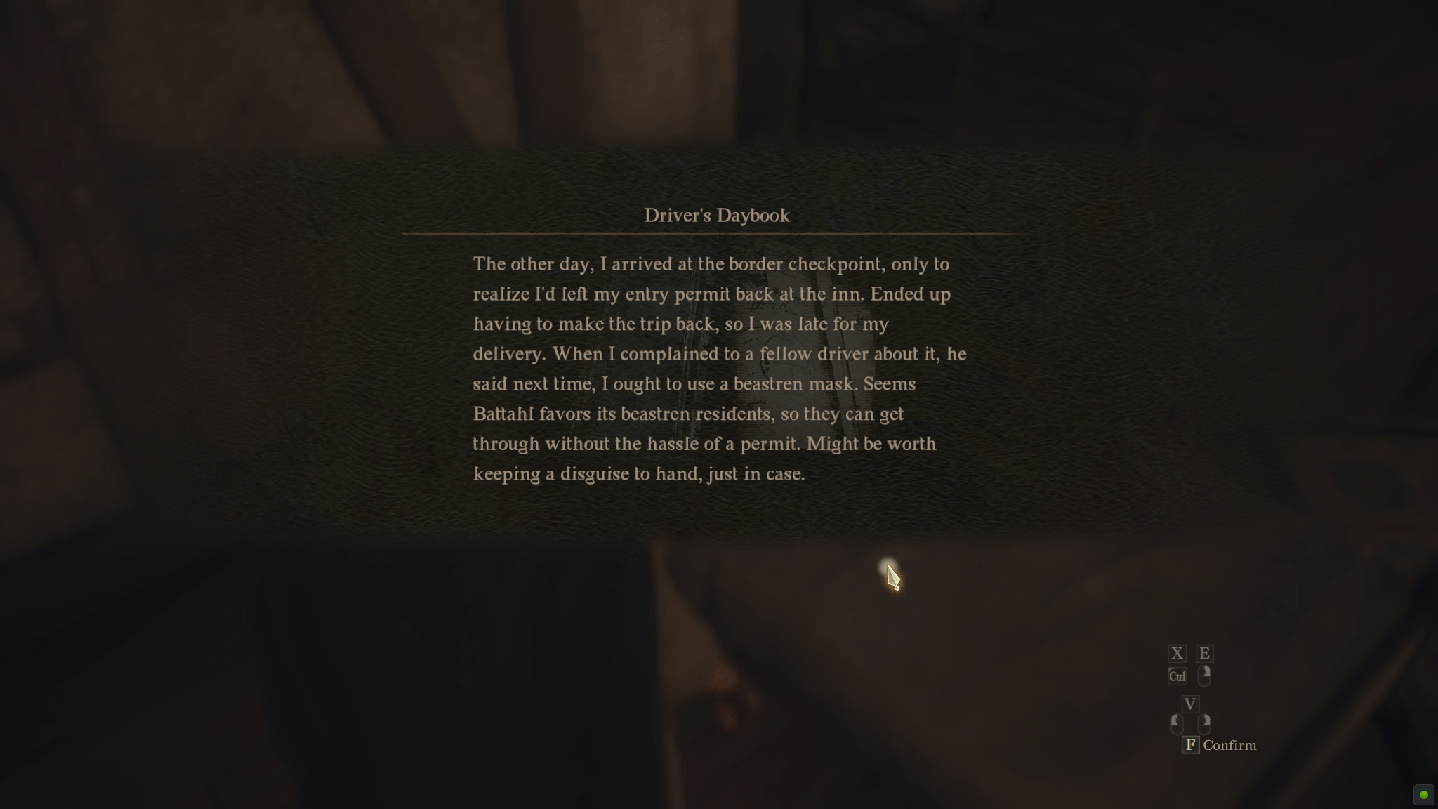 Dragon’s Dogma 2 note in the Vernworth inn about the Beastren Mask
