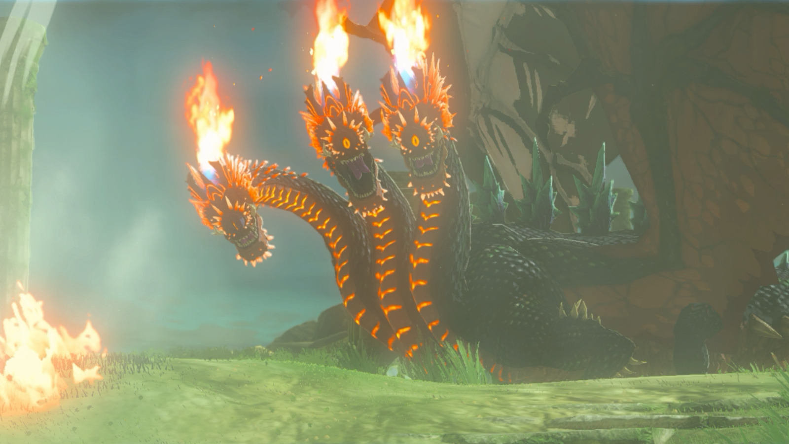 The three heads of the Flame Gleeok in The Legend of Zelda: Tears of the Kingdom.