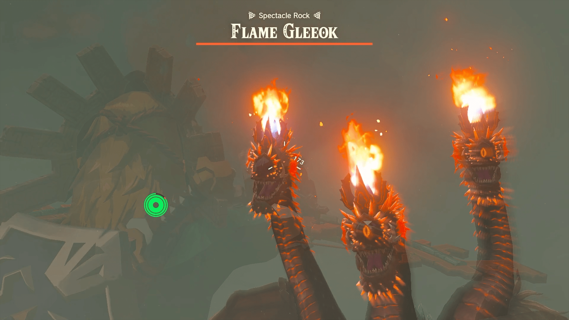 Link shooting arrows at a Flame Gleeok in slow motion in Zelda: Tears of the Kingdom.
