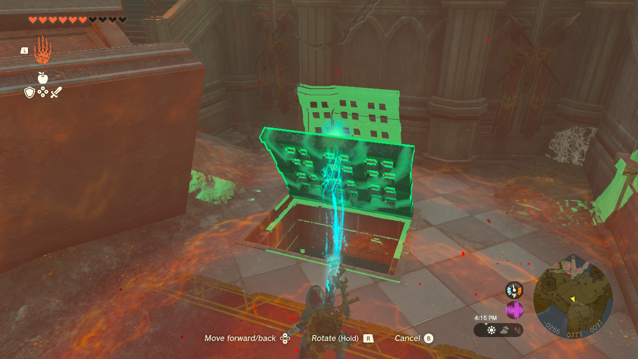 Link using Ultrahand to open a grate