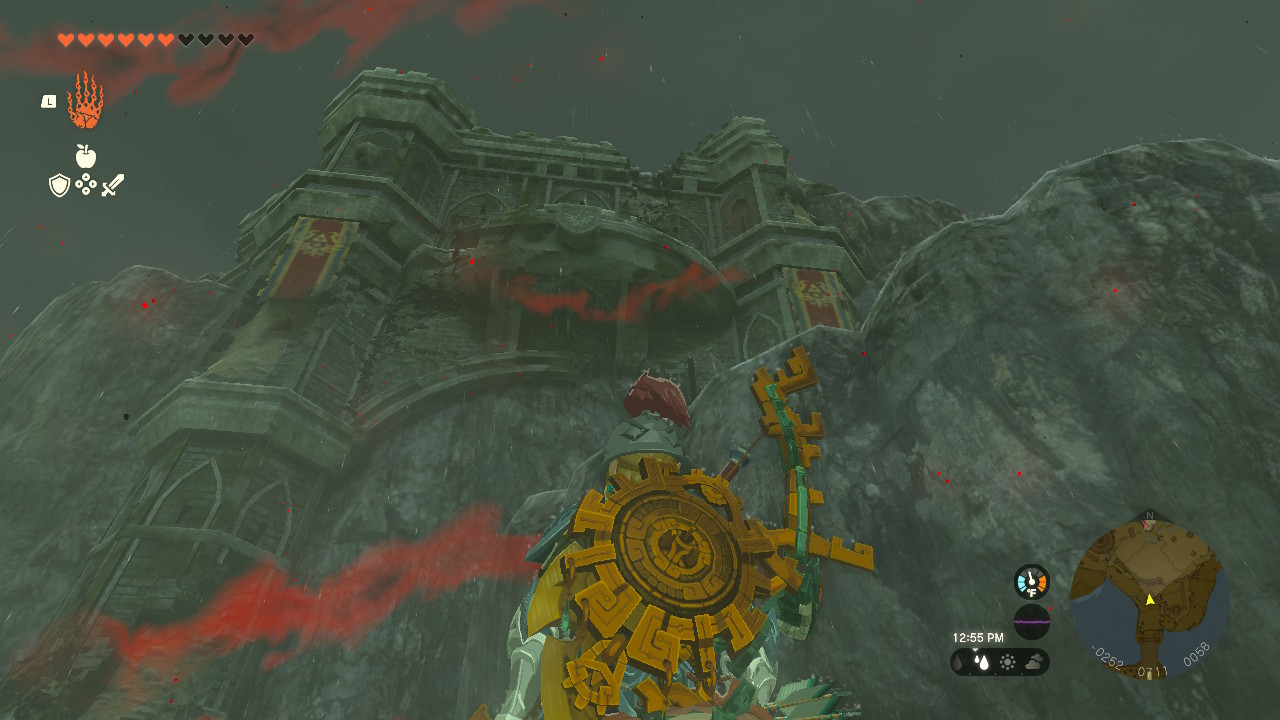 Link looking up at the Observation Room in TOTK