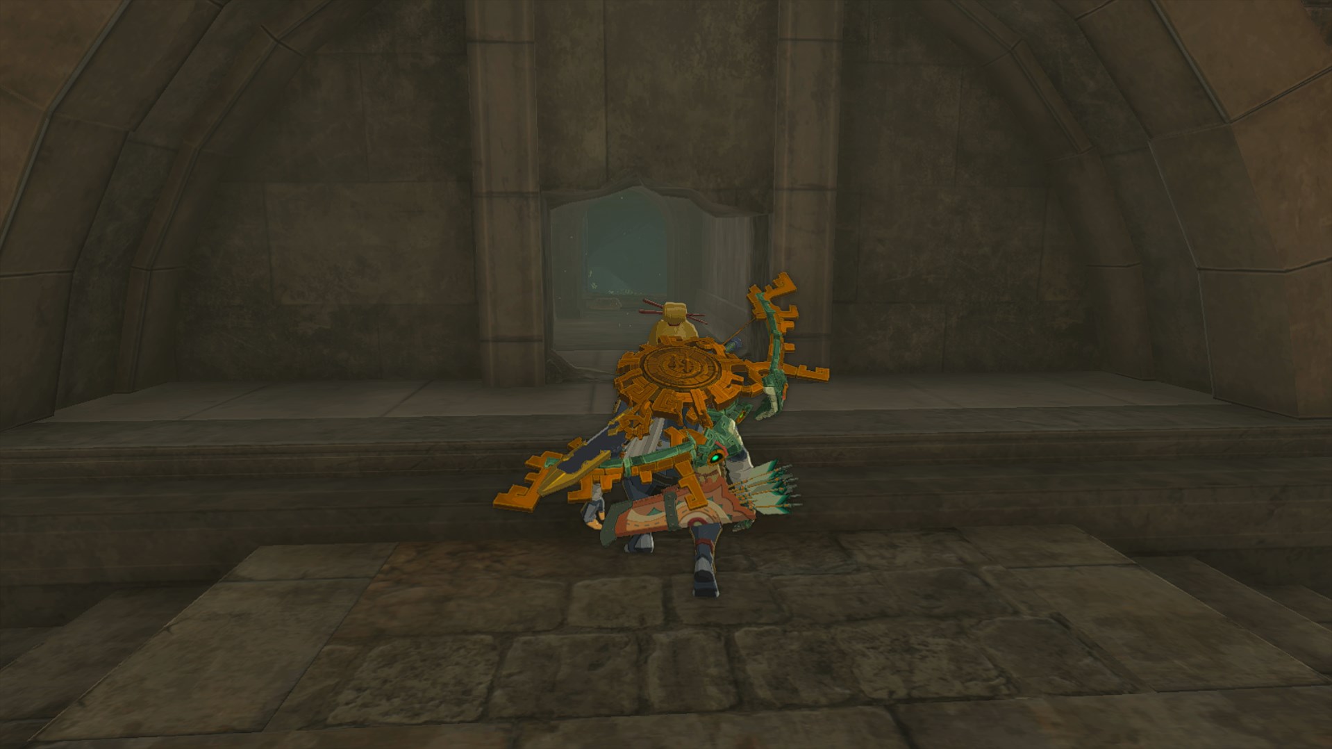 Link crawls towards a broken wall in the Lookout Landing Emergency Shelter in Tears of the Kingdom