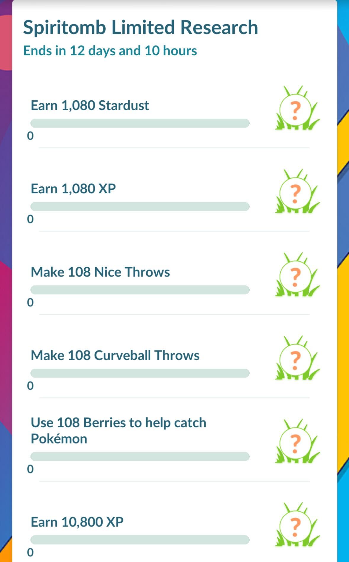 Steps in the “Spiritomb Limited Research” in Pokémon Go