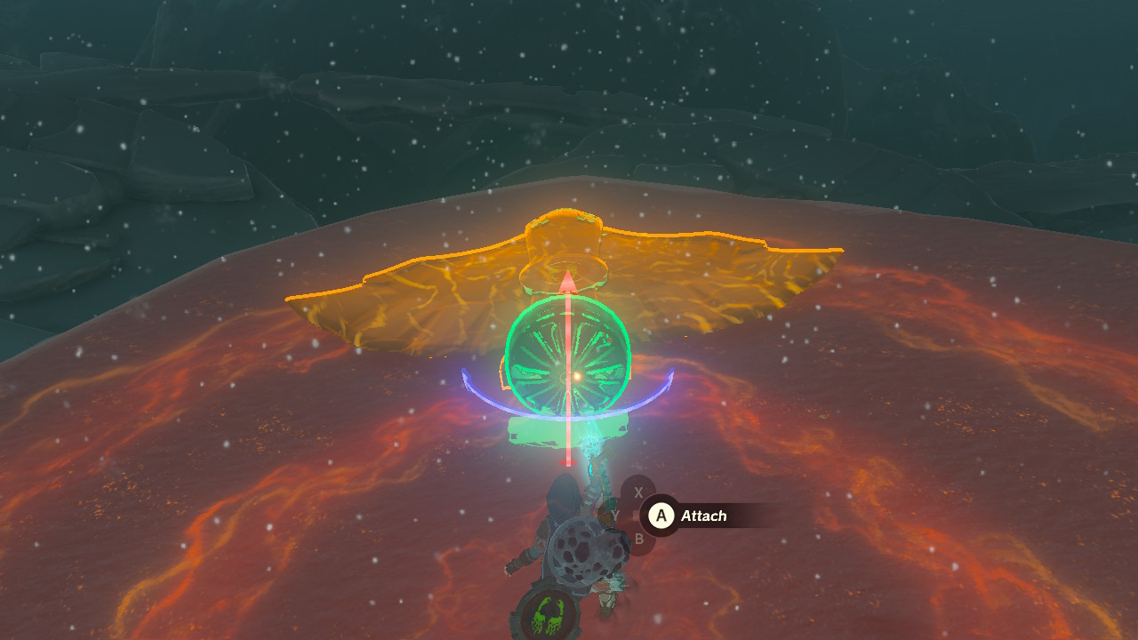 Link attaches a fan to a Zonai wing in The Legend of Zelda: Tears of the Kingdom.