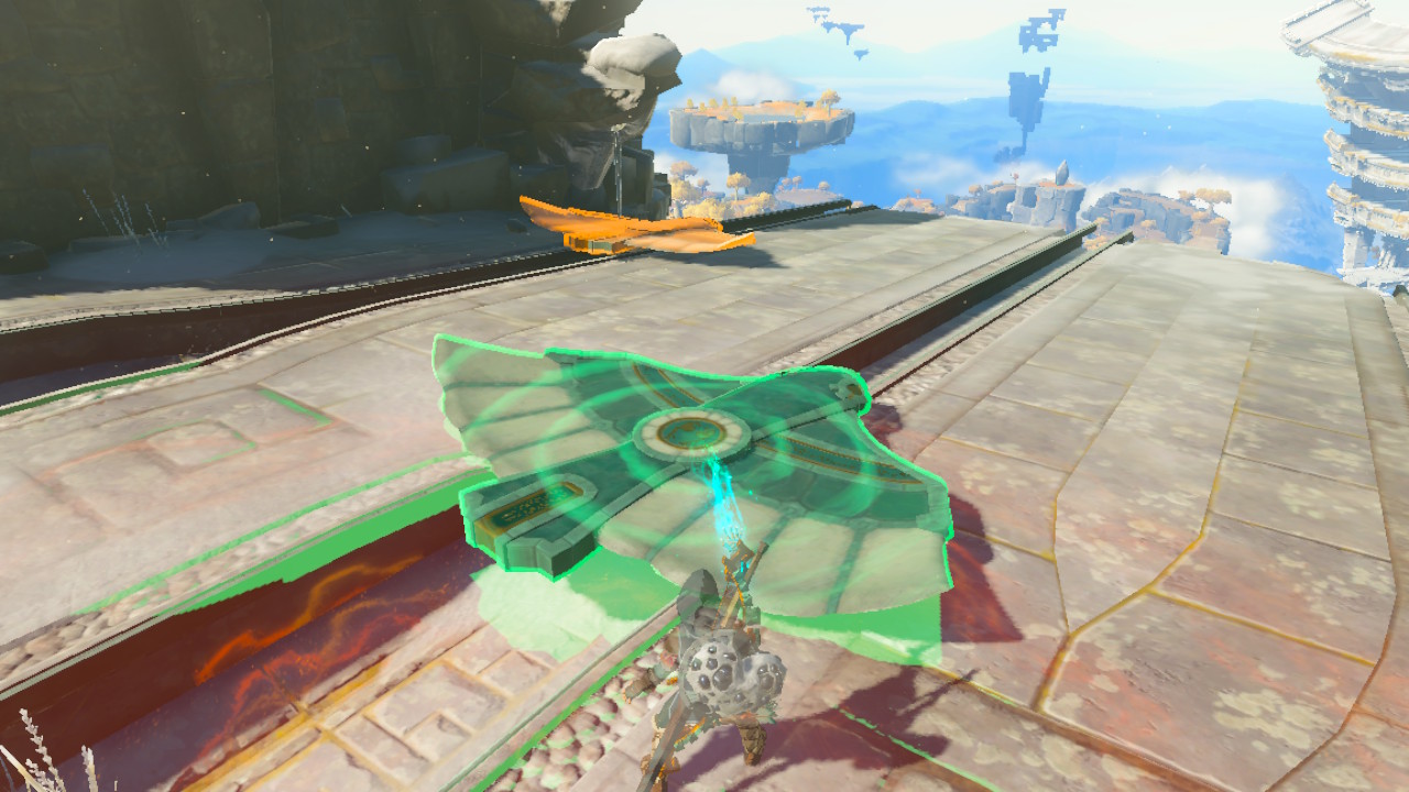 Link uses Ultrahand on a Zona wing in The Legend of Zelda: Tears of the Kingdom.