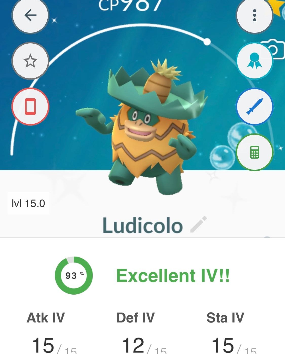 Pokemon Go: IVs of a Ludicolo