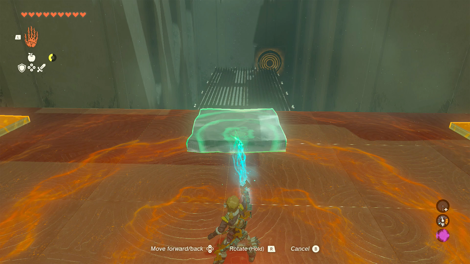 Link uses Ultrahand to guide an ice plate in Mayanas Shrine in The Legend of Zelda: Tears of the Kingdom