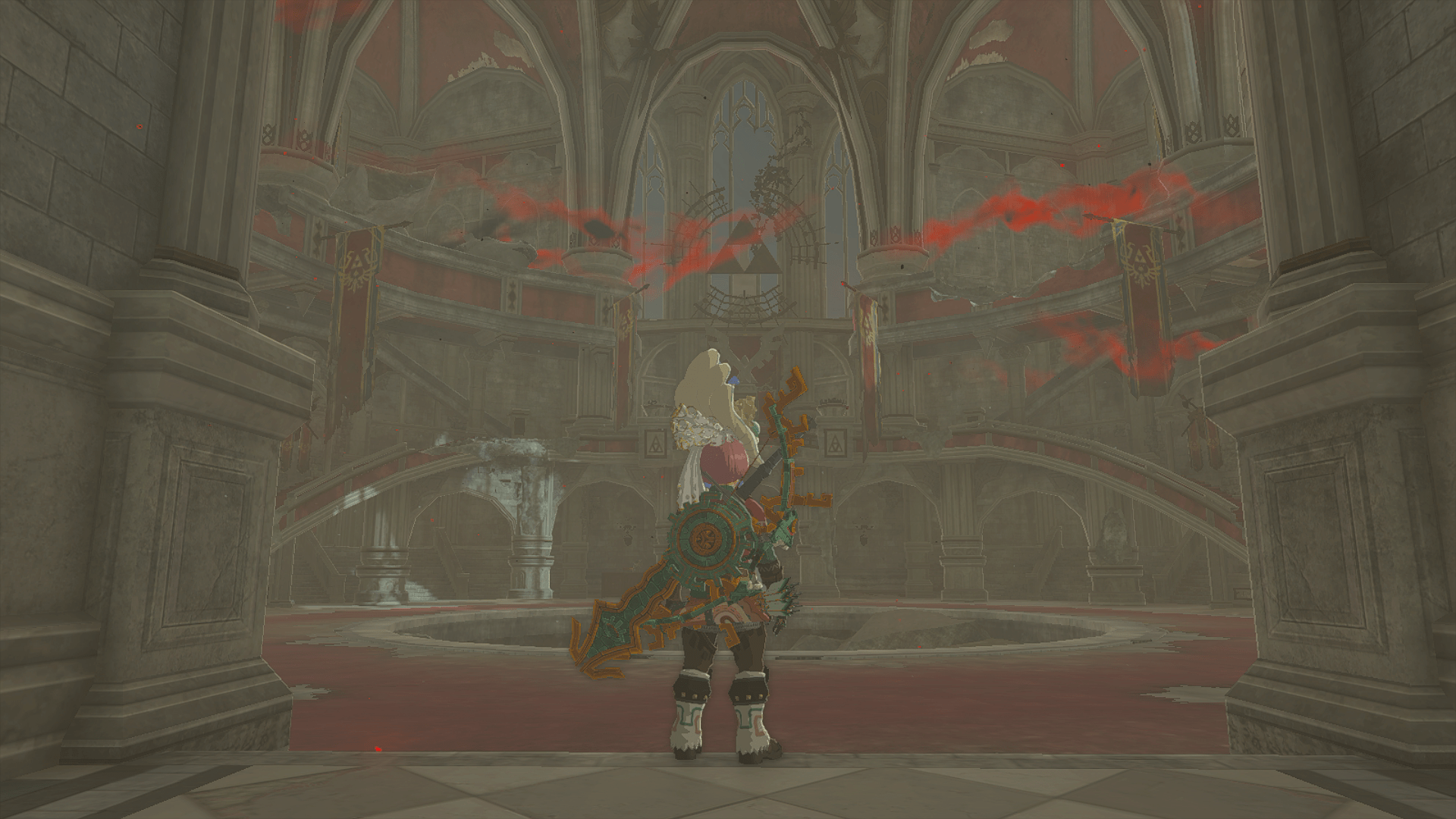 Link looking into Hyrule Castle in Zelda: Tears of the Kingdom