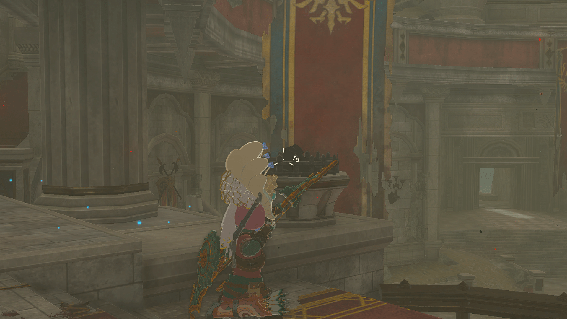 Firing at a brazier in Zelda: Tears of the Kingdom