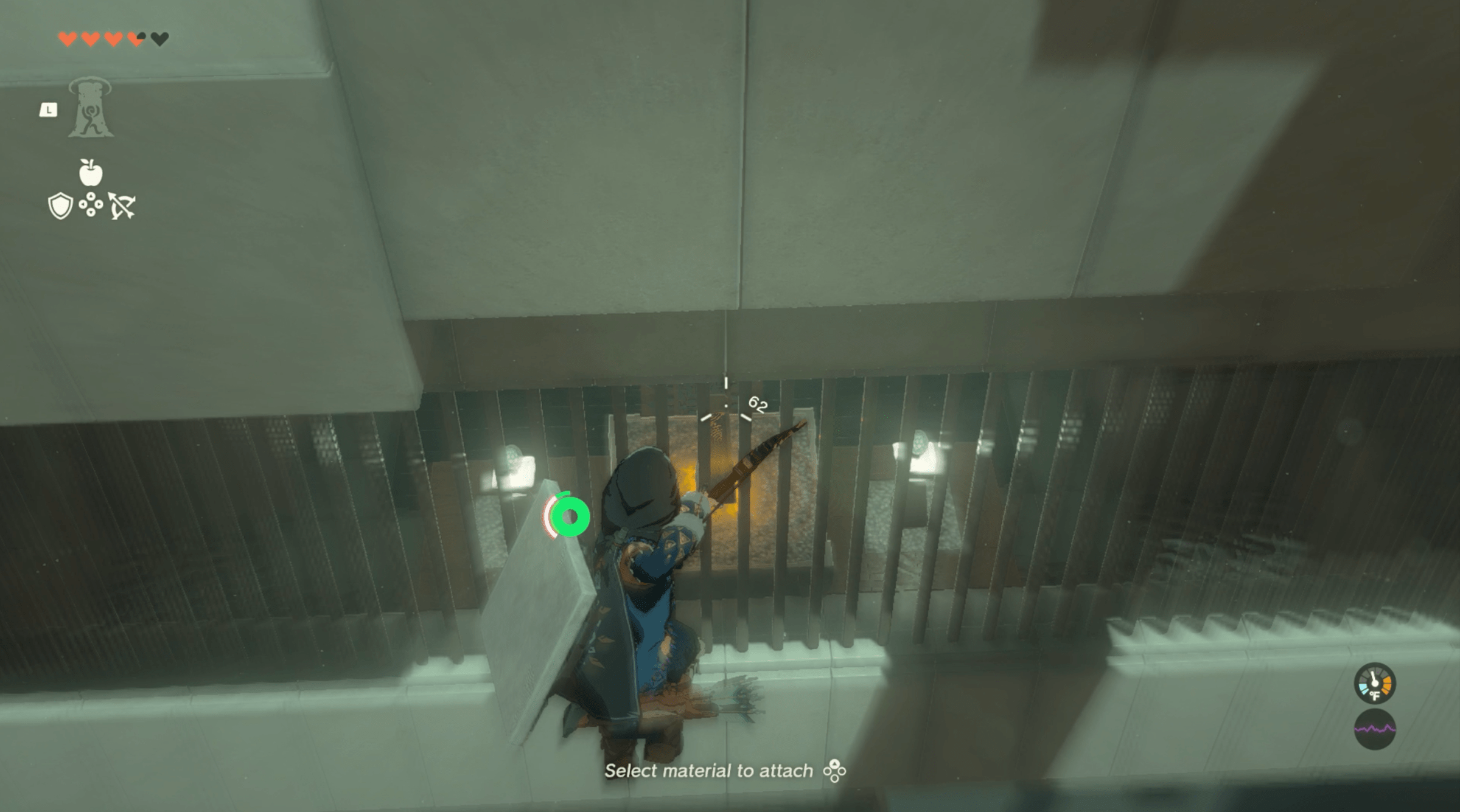 An image of Link aiming his arrow midair at a switch in The Legend of Zelda: Tears of the Kingdom.