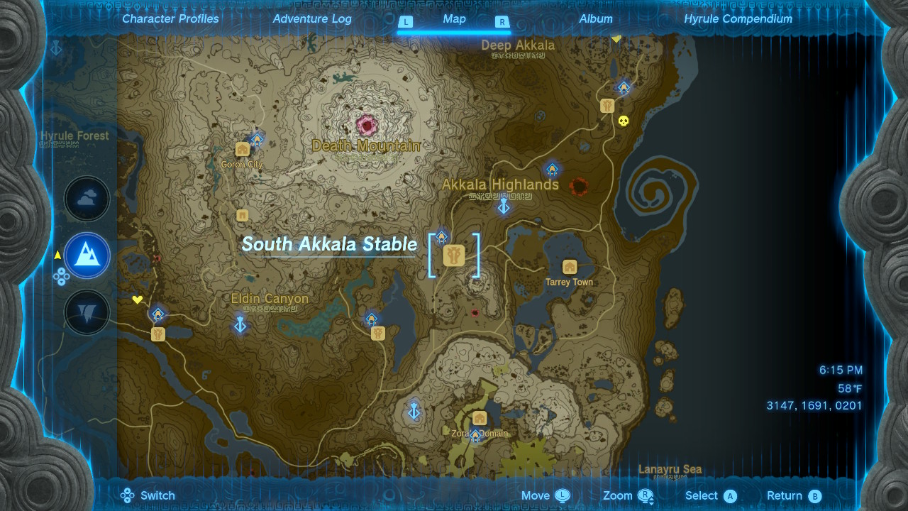 Map of the South Akkala Stable location