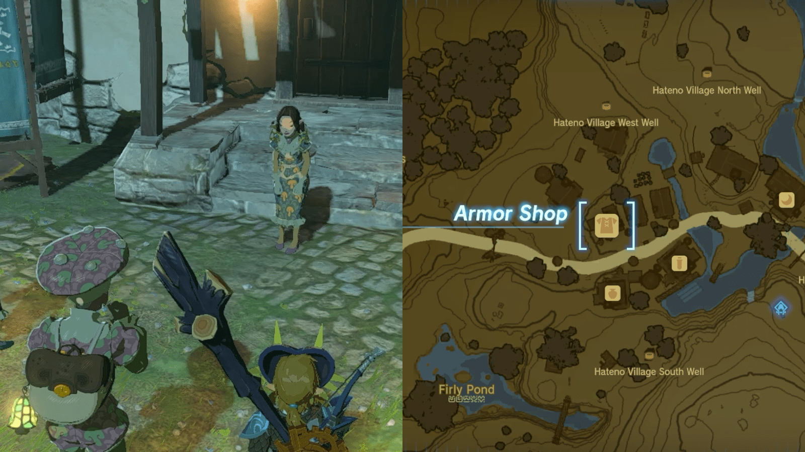 Starting location of the Team Cece or Team Reede? side adventure in Hateno Village in The Legend of Zelda: Tears of the Kingdom