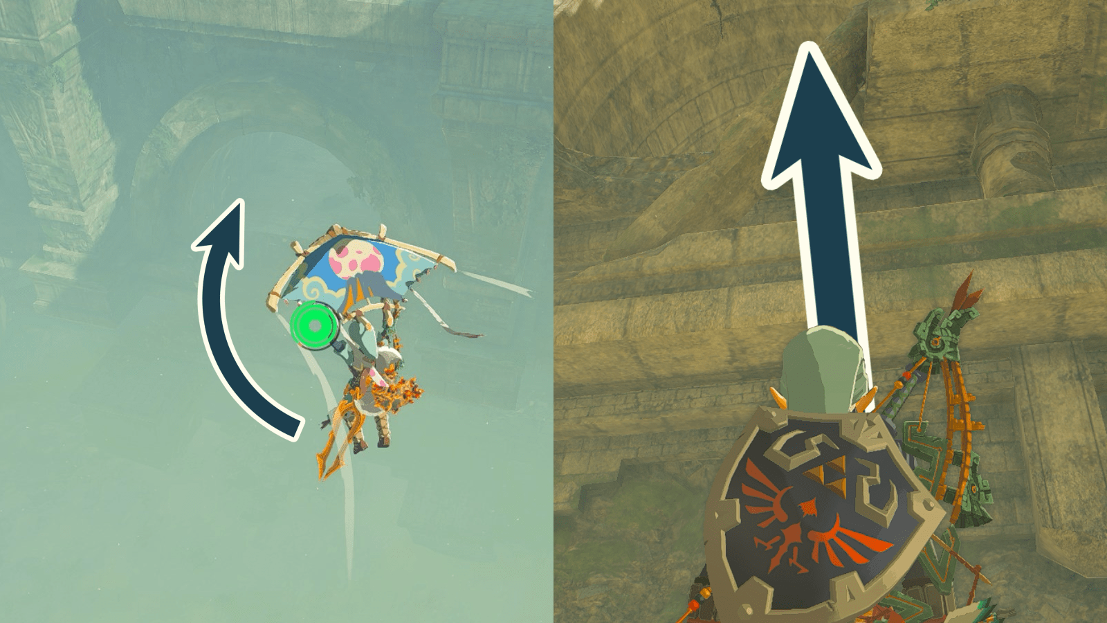 A graphic shows methods of entering the Forgotten Temple in The Legend of Zelda: Tears of the Kingdom