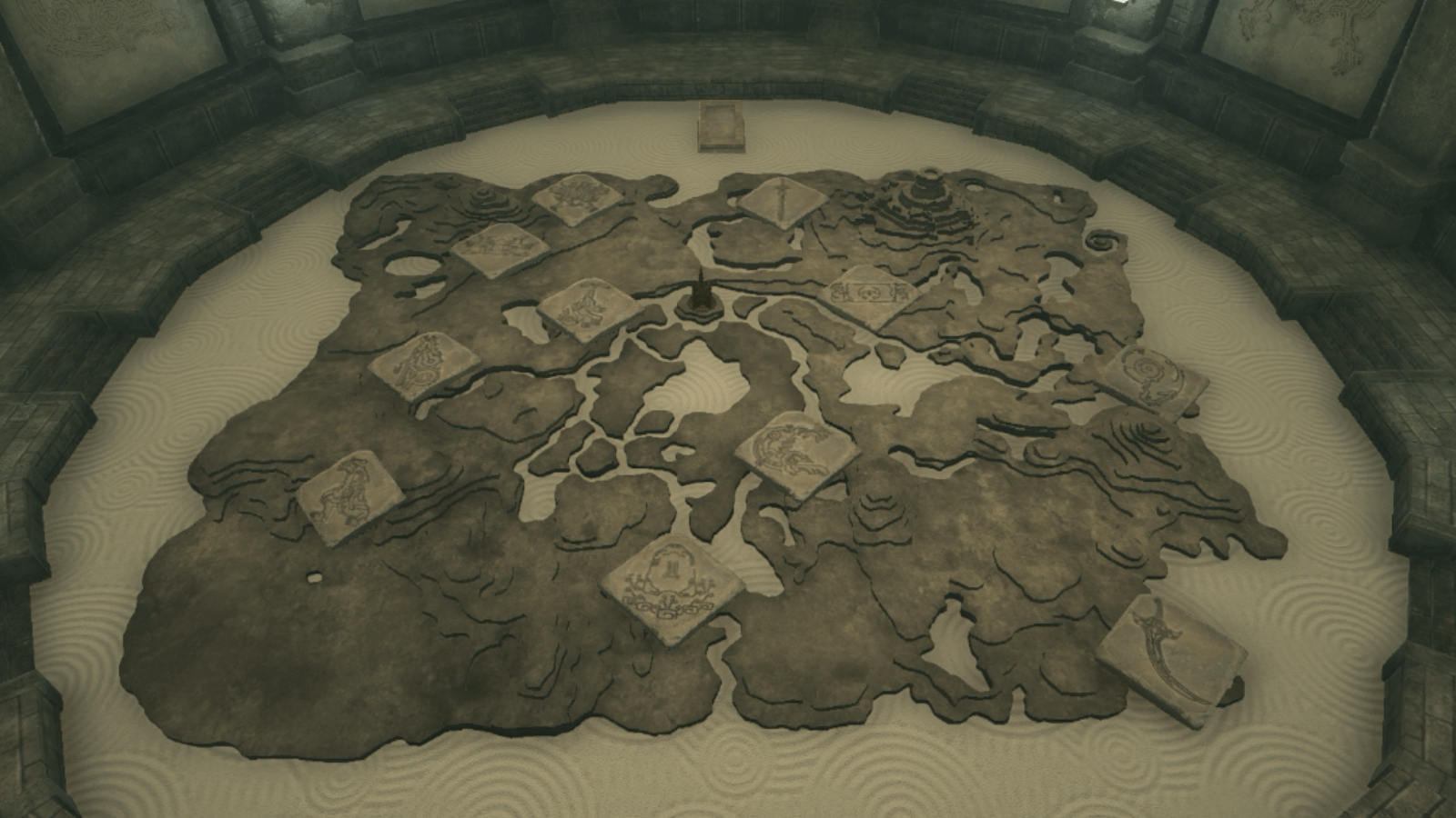 This map shows all geoglyph locations found in the Forgotten Temple in The Legend of Zelda: Tears of the Kingdom