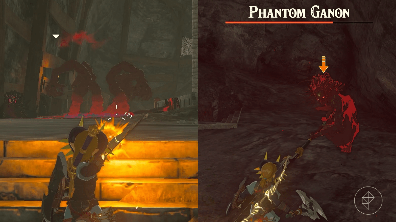 Gloom Hands blocking the path to the Hylian Shield that spawn a spear Phantom Ganon afterwards in The Legend of Zelda: Tears of the Kingdom