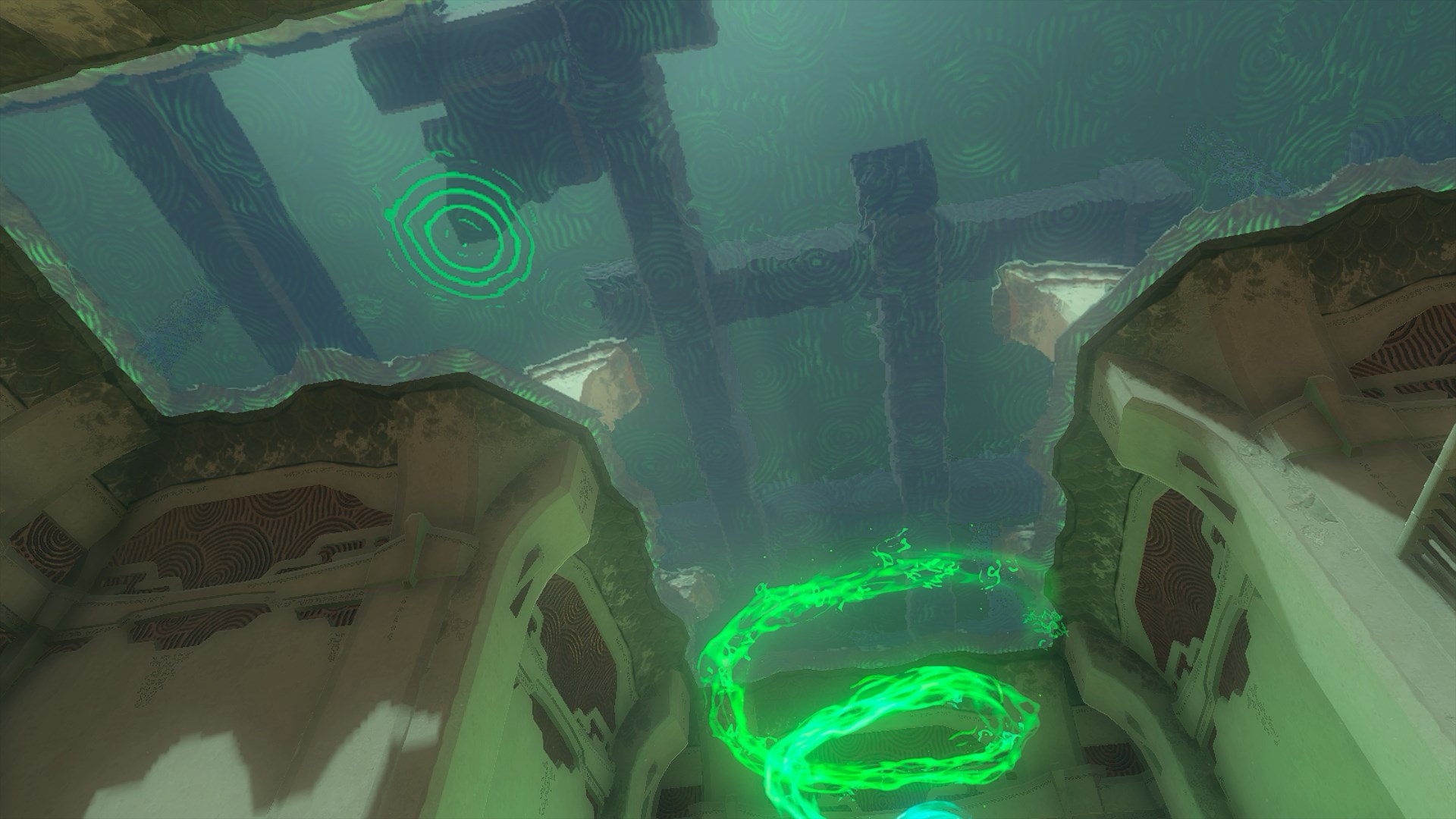 The ceiling showing a green circle above the Kyokugon shrine exit in The Legend of Zelda: Tears of the Kingdom