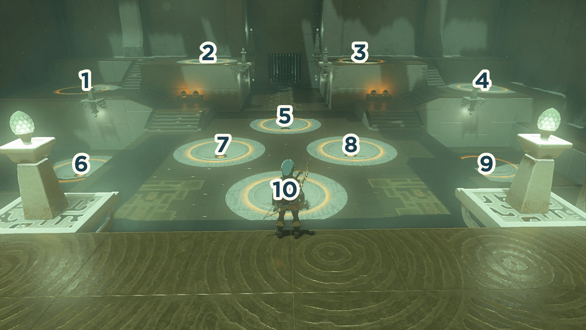 Circle pits on the floor for in the Kyokugon Shrine in the Legend of Zelda: Tears of the Kingdom