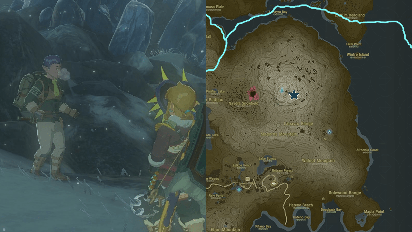 Nazbi the Treasure Hunter found at the entrance of the Spring of Wisdom in the Mount Lanayru region of Hyrule in The Legend of Zelda: Tears of the Kingdom.