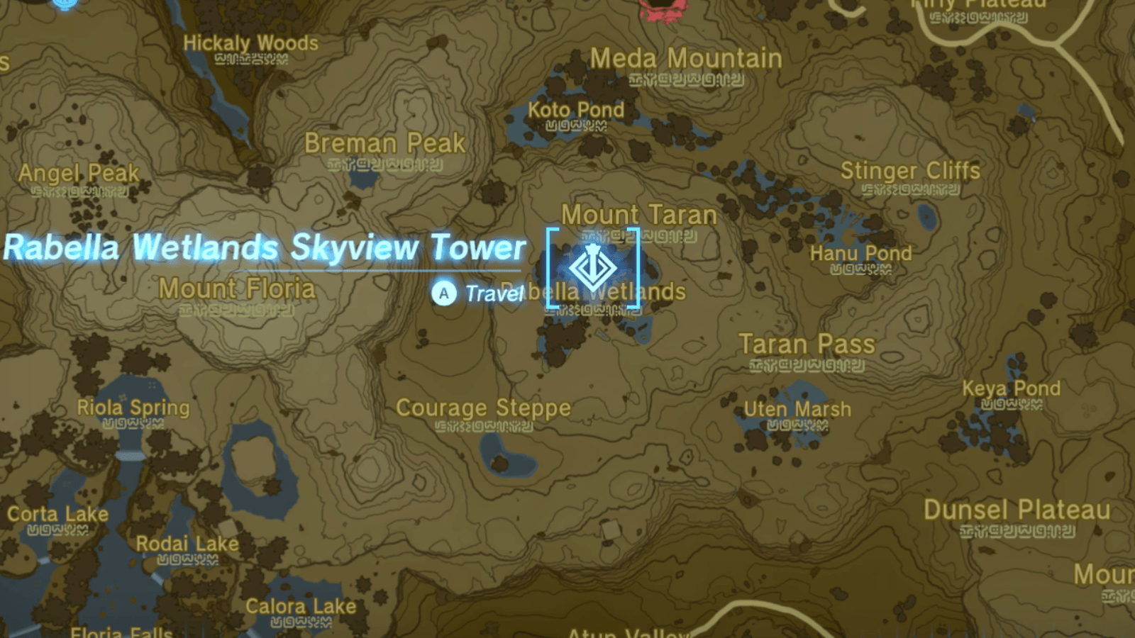 Rabella Wetlands location on the map in The Legend of Zelda: Tears of the Kingdom