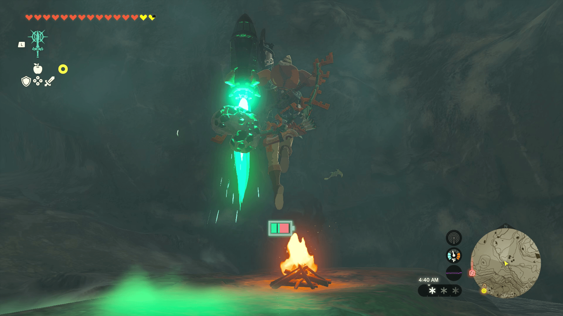 Link launching into the air using a rocket shield in The Legend of Zelda: Tears of the Kingdom