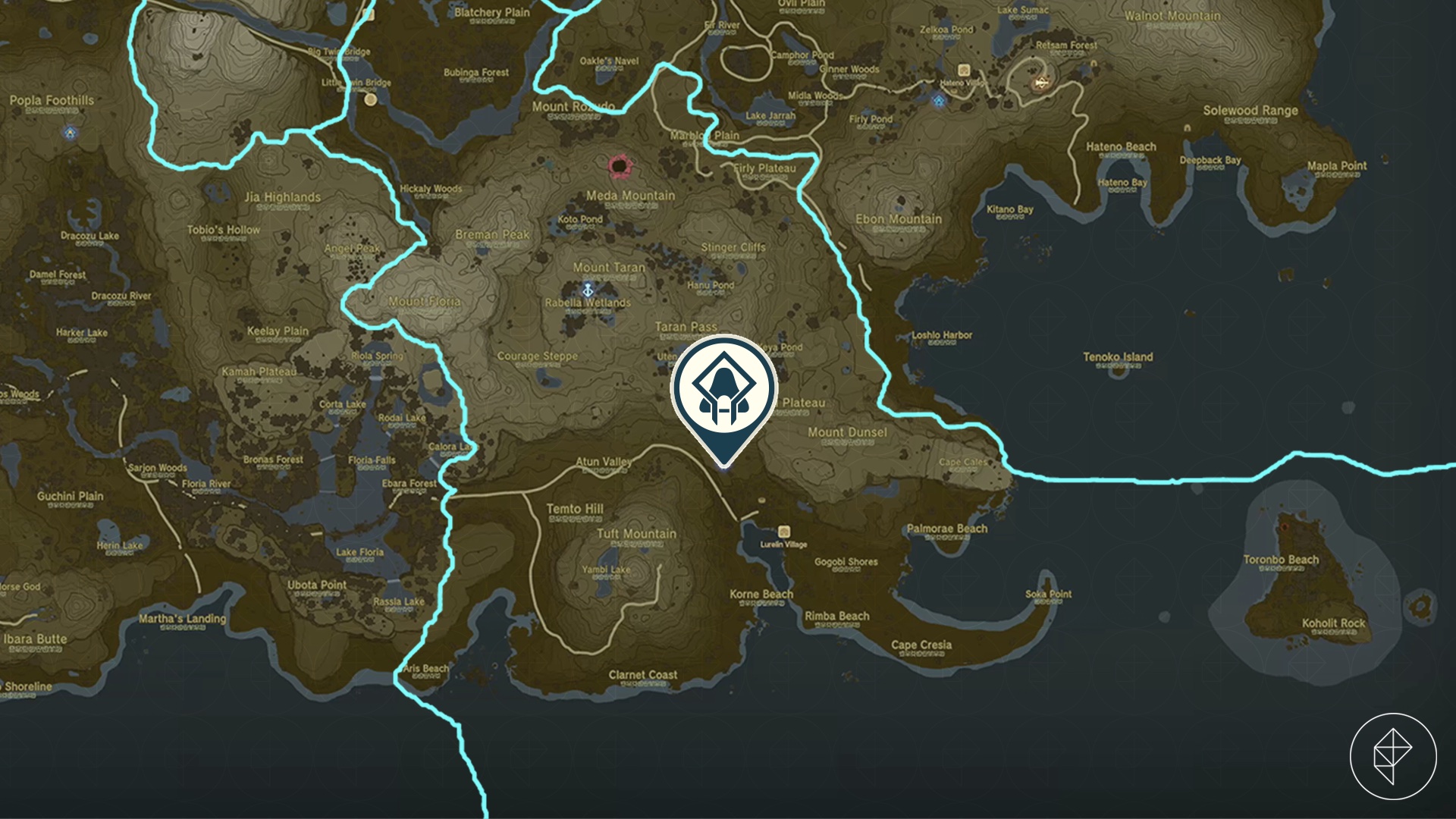 Map showing the Sifumim Shrine location in the East Neculda region in Zelda: Tears of the Kingdom
