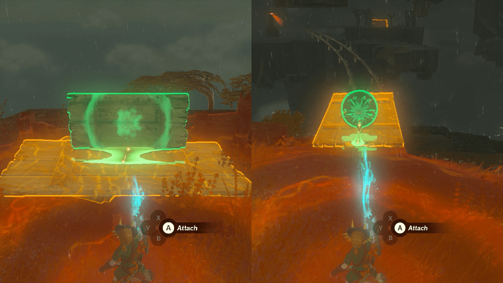Railcar contraption made on the Thunderhead Isles in the Faron Grasslands Sky region of The Legend of Zelda: Tears of the Kingdom