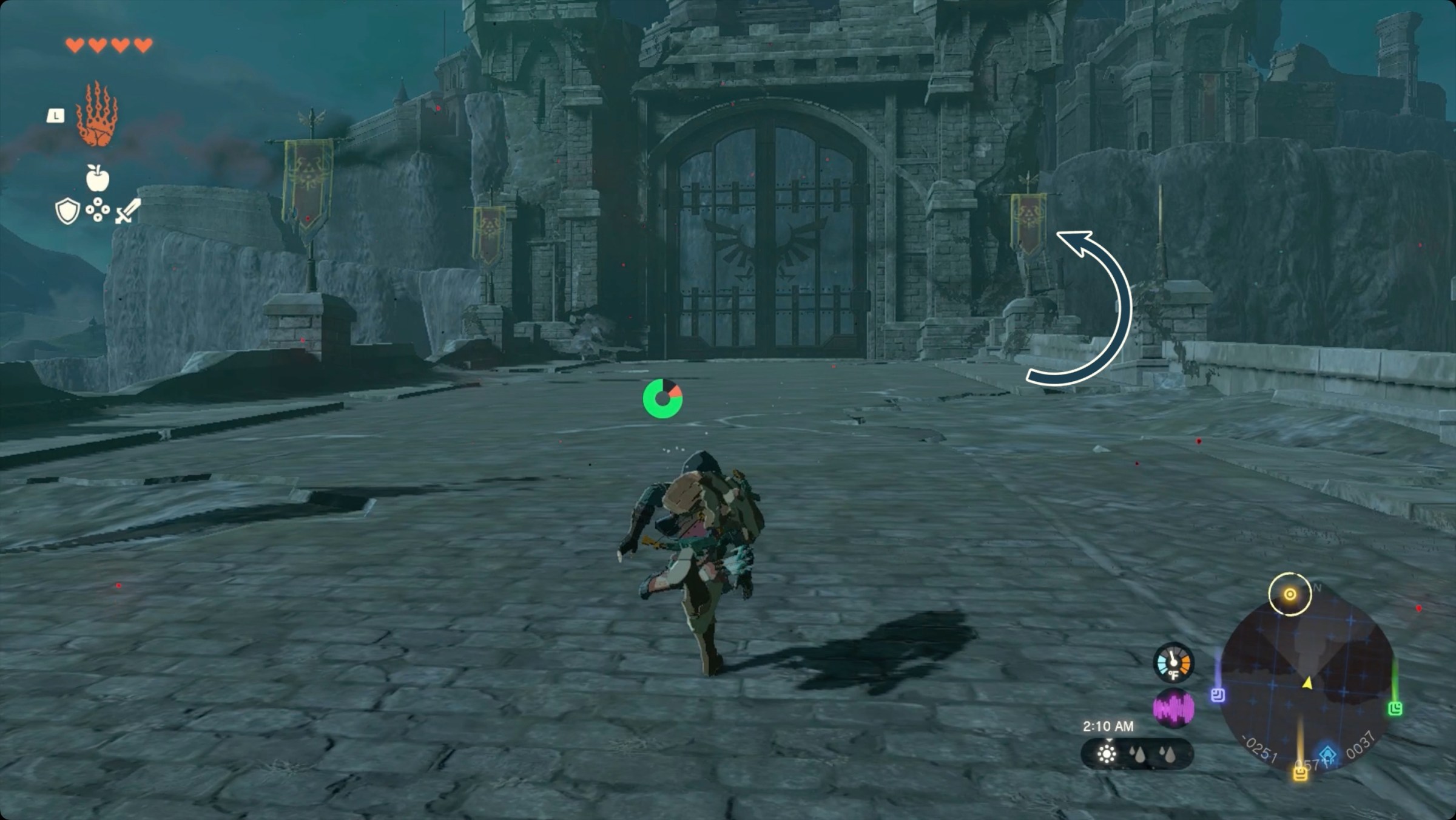 The Legend of Zelda: Tears of the Kingdom Link approaching Hyrule Castle