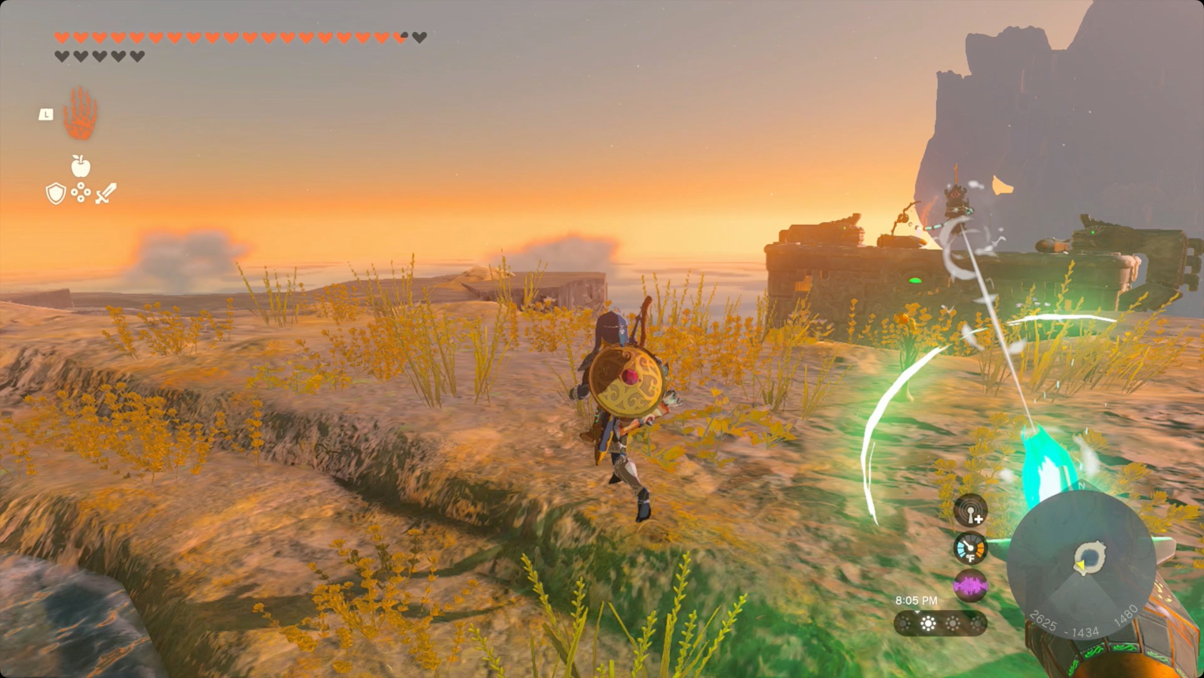 The Legend of Zelda: Tears of the Kingdom Link approaching a Construct on the way to Yansamin Shrine
