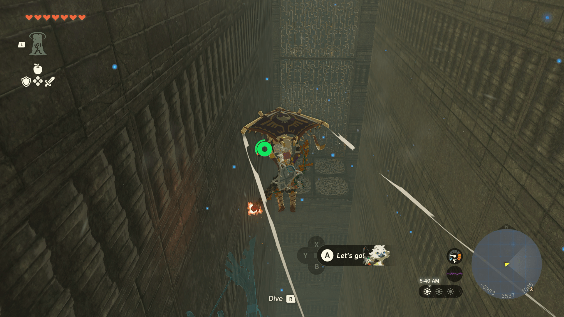 Link soaring into the sky labyrinth in Zelda: Tears of the Kingdom