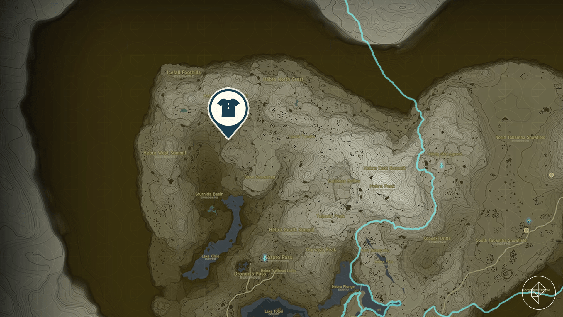 Vah Medoh Divine Helm location on the map of Hyrule in Zelda: Tears of the Kingdom.