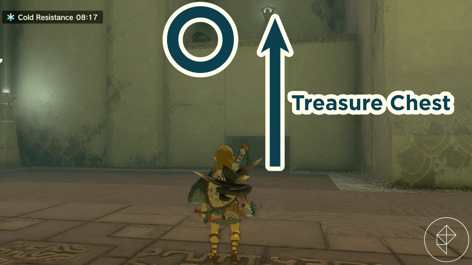 Second treasure chest location in the Gutanbac Shrine in Zelda Tears of the Kingdom