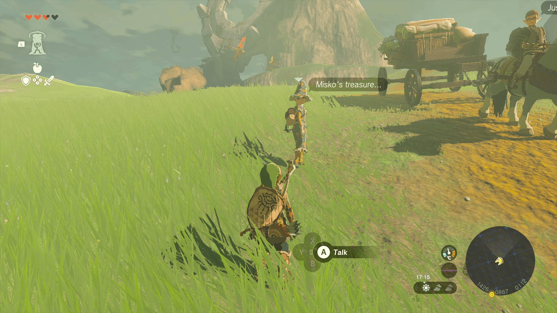 Link looking at Meeshy, who is saying “Misko’s Treasure...”