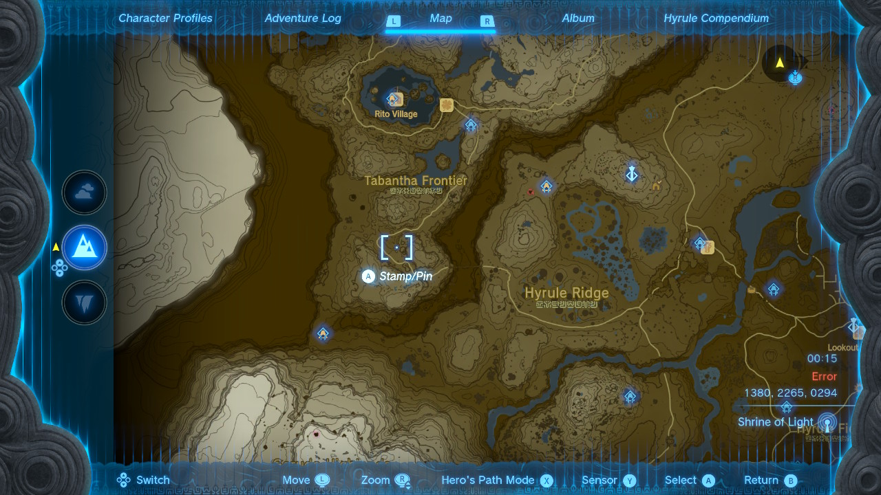 A map shows the location of the Awakening Armor shirt in Zelda Tears of the Kingdom.