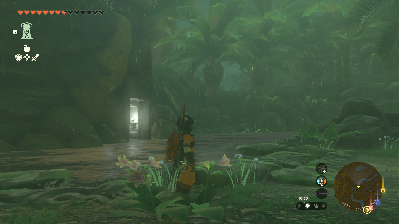 Link stands by a tree near Dracozu Lake in Zelda Tears of the Kingdom.