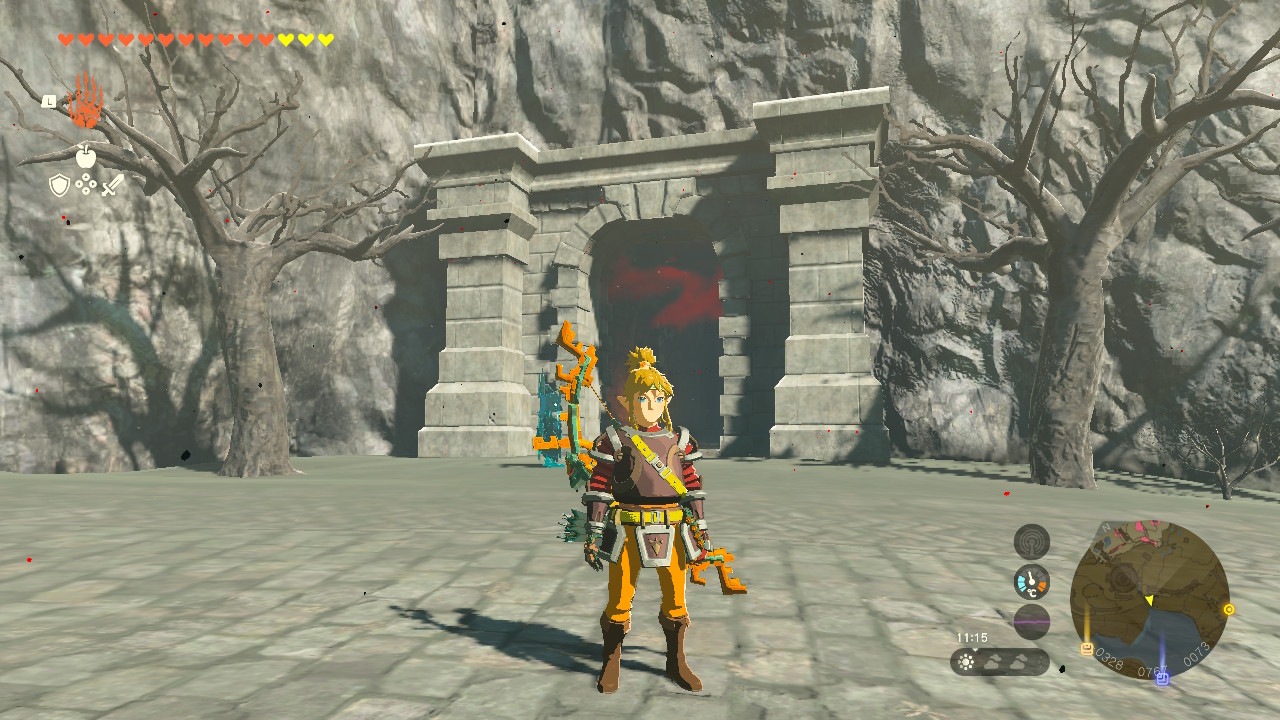 Link stands by the entrance to a cave in Hyrule Castle in Zelda Tears of the Kingdom.