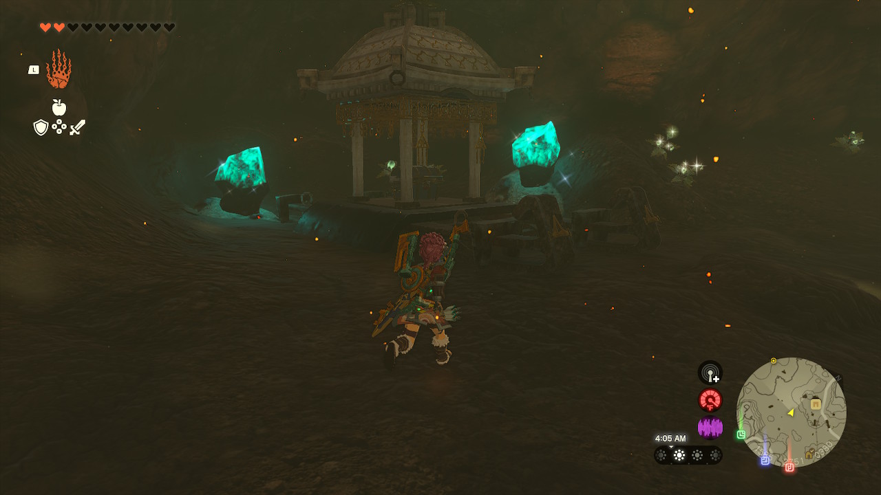 Link approaches the chest in the other side of the cave in Zelda: Tears of the Kingdom