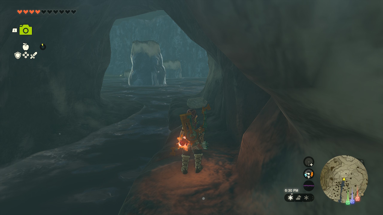 Link takes the first few steps into the cave in Zelda: Tears of the Kingdom