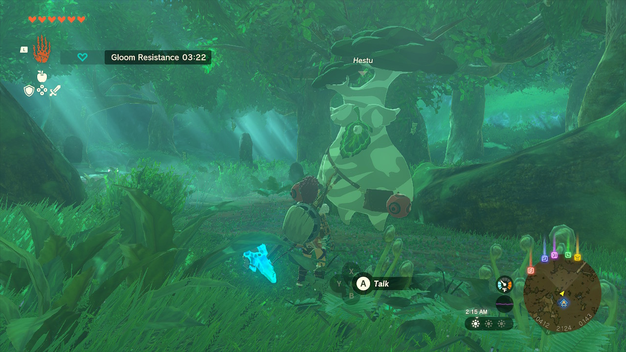 Link stands in front of Hestu in the Korok Forest in Zelda: Tears of the Kingdom