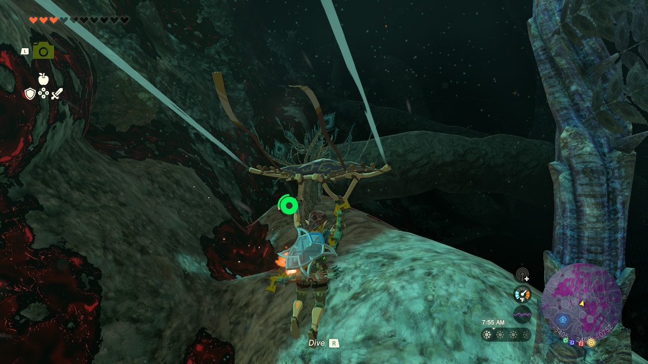 Link glides to a path next to a wall in Zelda: Tears of the Kingdom