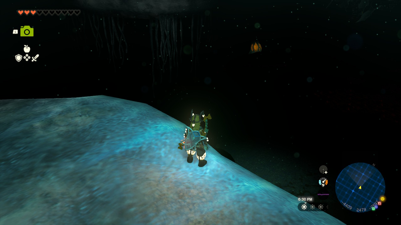 Link stands on a cliffside, and a lightroot can be seen at a distance in Zelda: Tears of the Kingdom