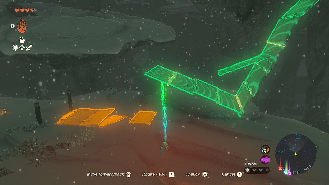 Link uses Ultrahand to repair the bridge in Zelda: Tears of the Kingdom