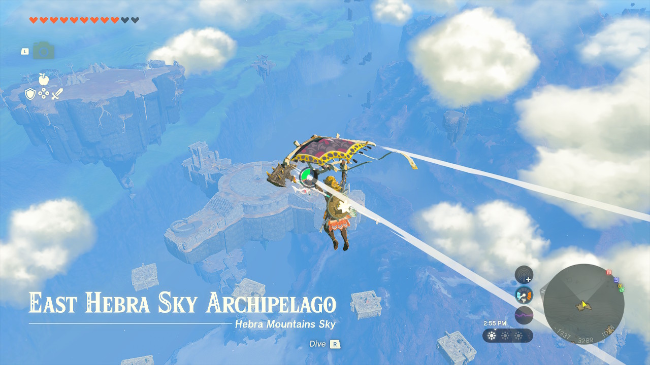 Link slowly descends toward the East Hebra Sky Archipelago