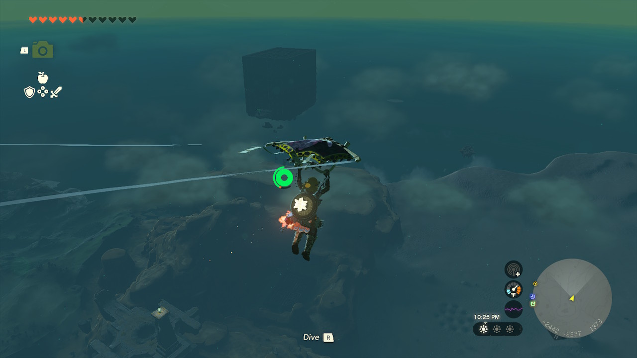Link glides over to the star-shaped island in Zelda: Tears of the Kingdom
